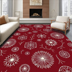 White Snowflake Sunburst Geometric Pattern Rug
