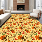 Rustic Autumn Floral Swirl Pattern Rug