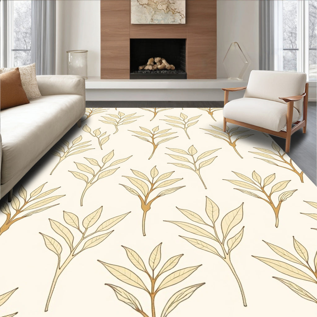 Botanical Leaf Pattern Design Rug