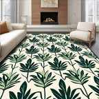 Dark Green Leafy Pattern Rug
