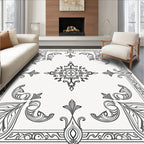 Classic Floral Scrollwork With Geometric Detail Rug