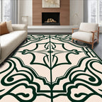 Classic Dark Green Nouveau Scroll Pattern Rug