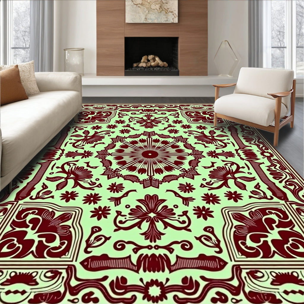 Ornate Floral Medallion Pattern Rug