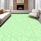 Green Outline Hexagon Patterned Rug