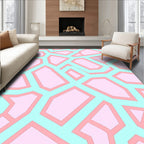 Geometric Network Pastel Pink Teal Rug