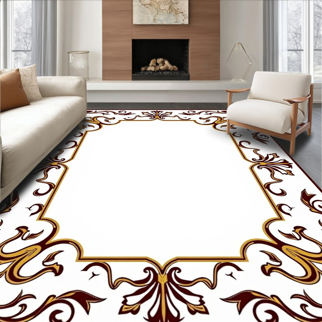 Ornate Flourish Scroll Pattern Rug
