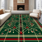 Green Red Cream Tartan Floral Vines Rug