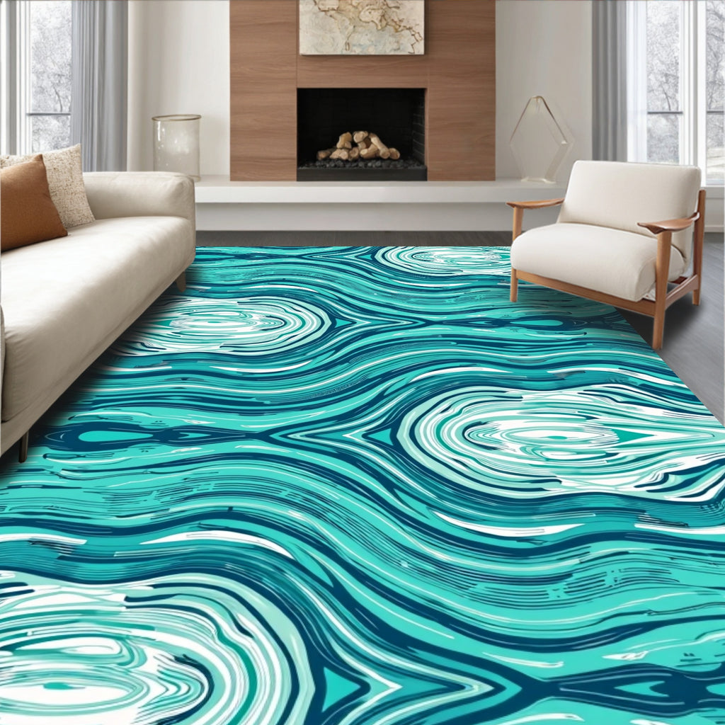 Oceanic Flow Abstract Line Art Rug