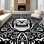Dark Floral Skull Pattern Rug