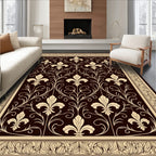 Ornate Fleur De Lis Floral Pattern Rug