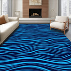 Dynamic Blue Wavy Lines Pattern Rug