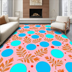 Orange Leaf And Blue Dot Pattern Rug