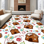 Brown Gingerbread Houses Swirls Garland Rug