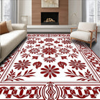 Regal Floral Bordered All-Over Design Rug