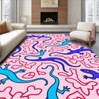 Whimsical Lizard Pattern Playful Design Rug