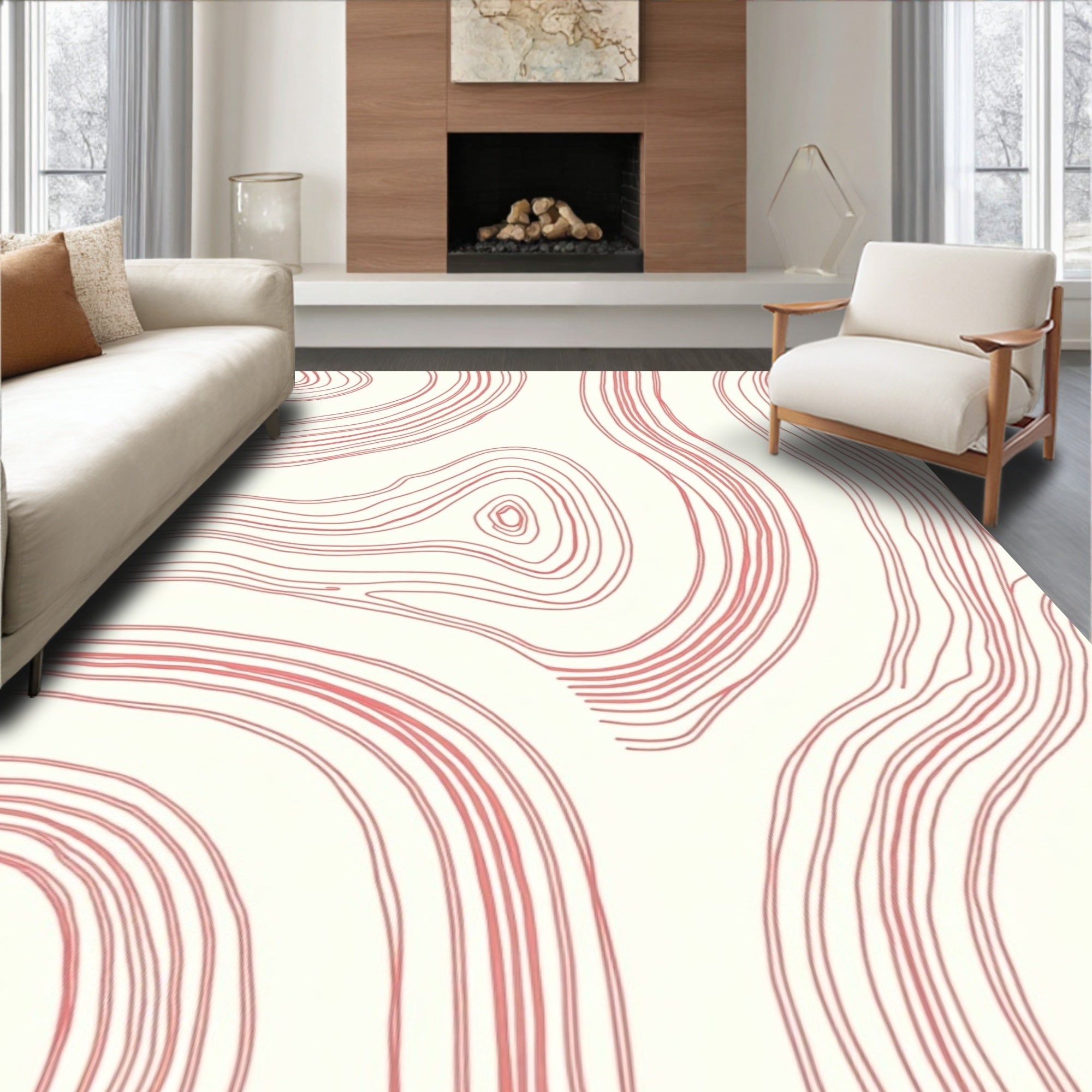 Coral Swirl Continuous Line Design Rug