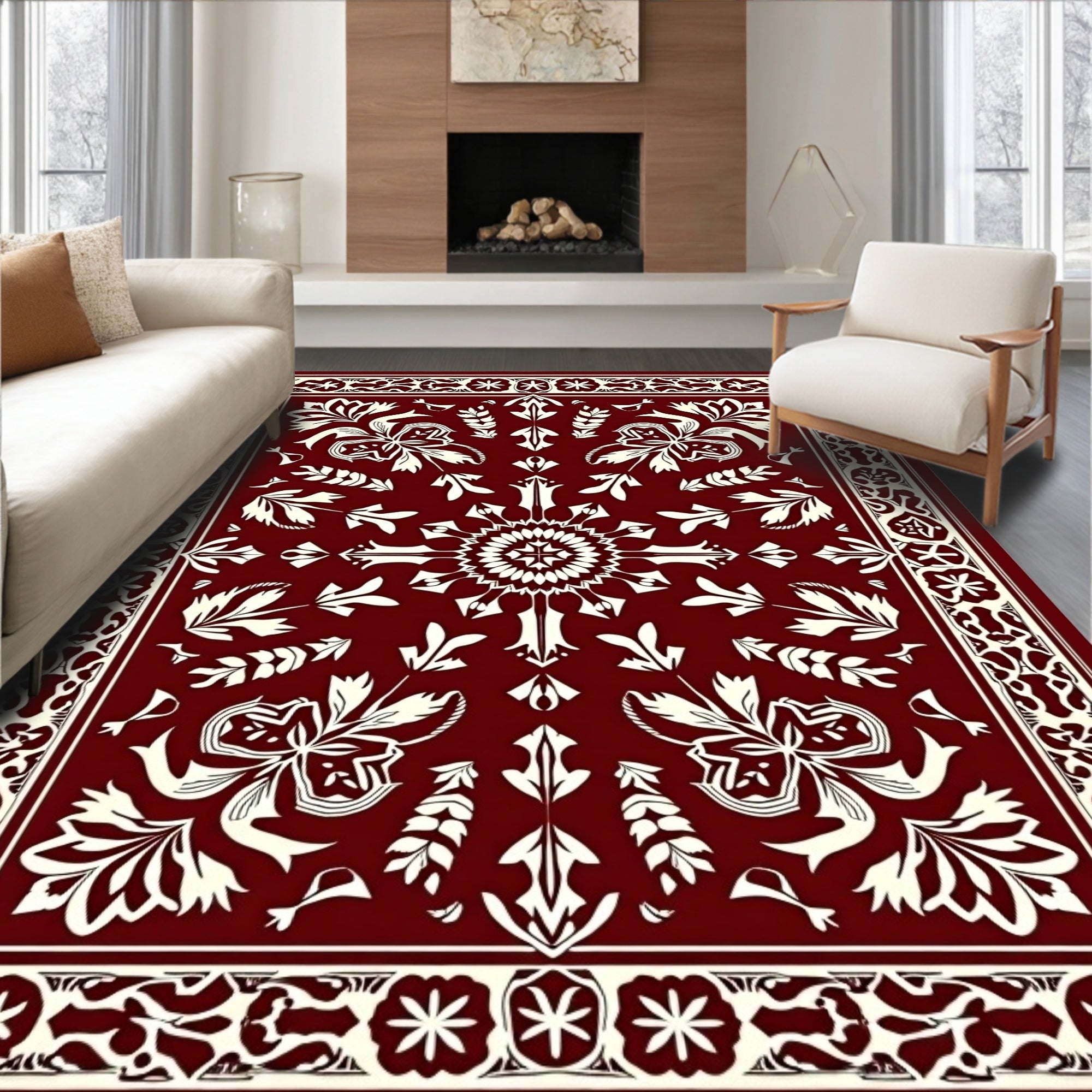 Classic Floral Medallion Border Rug