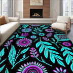 Vibrant Floral Leaf Pattern Design Rug