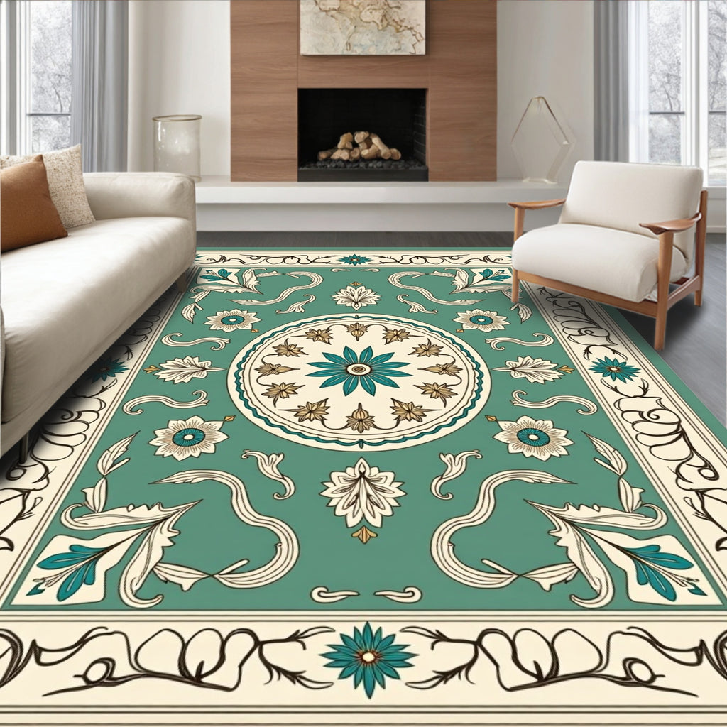 Art Nouveau Floral Medallion Pattern Rug