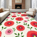 Bright Floral Pattern with Green Stems Rug