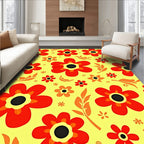 Retro Red Floral Pattern Rug