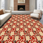 Classic Red Cream Floral Pattern Rug
