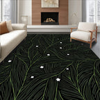 Lush Green Leaf Pattern with White Flowers Rug
