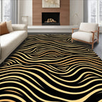 Elegant Gold Wave Pattern Rug