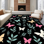 Whimsical Butterfly and Leaf Pattern Rug