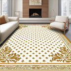 Chic Floral Bordered Ivory Rug