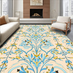 Blue Yellow Floral Damask Pattern Rug