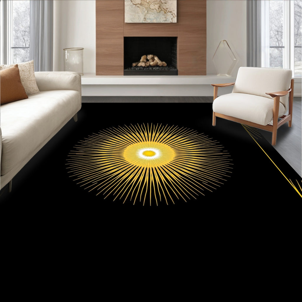 Radiant Sunburst Geometric Art Design Rug