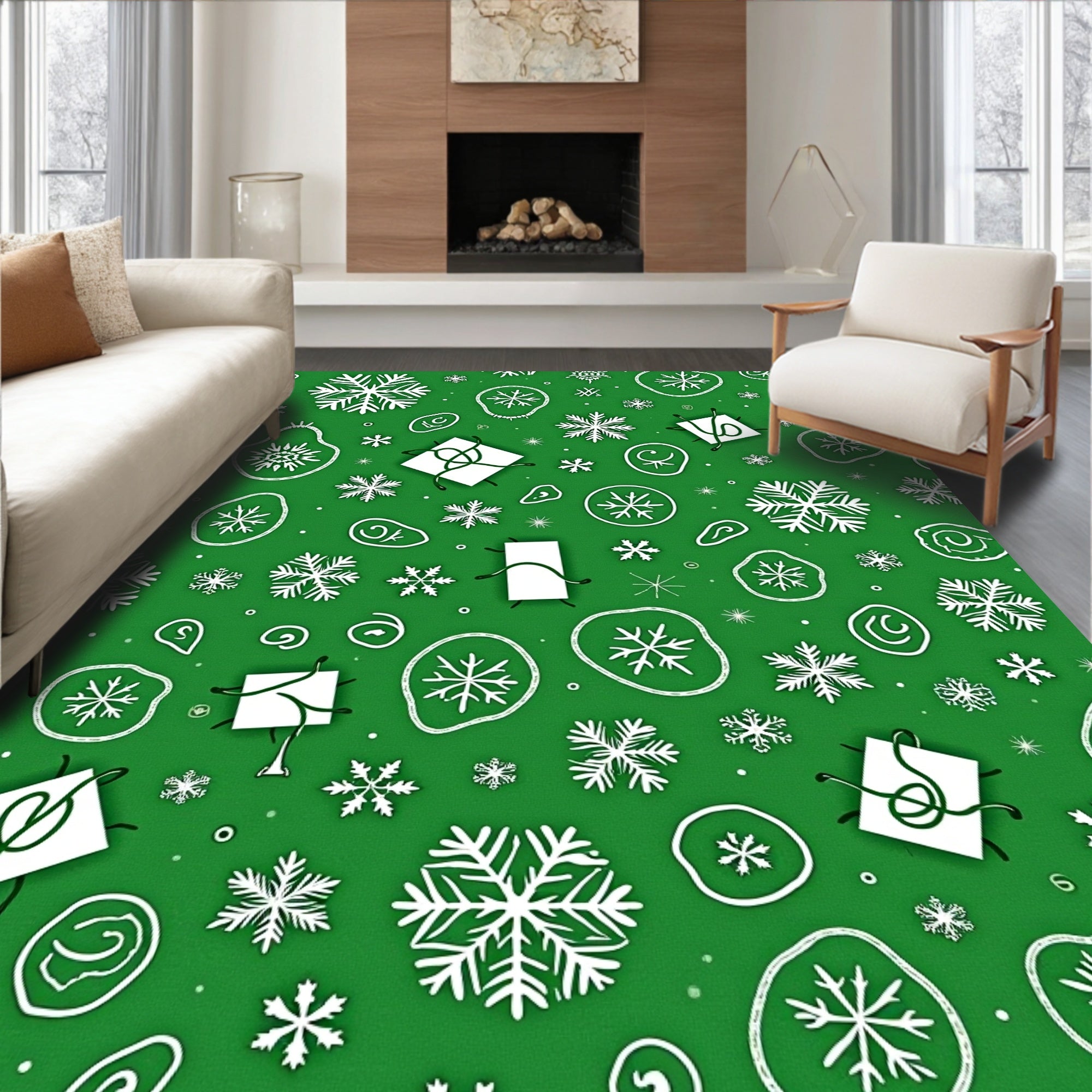Joyful Snowflake Gift Pattern Rug