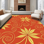 Golden Floral Swirls Pattern Rug