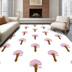 Pink Fan Flower Patterned Textile Rug