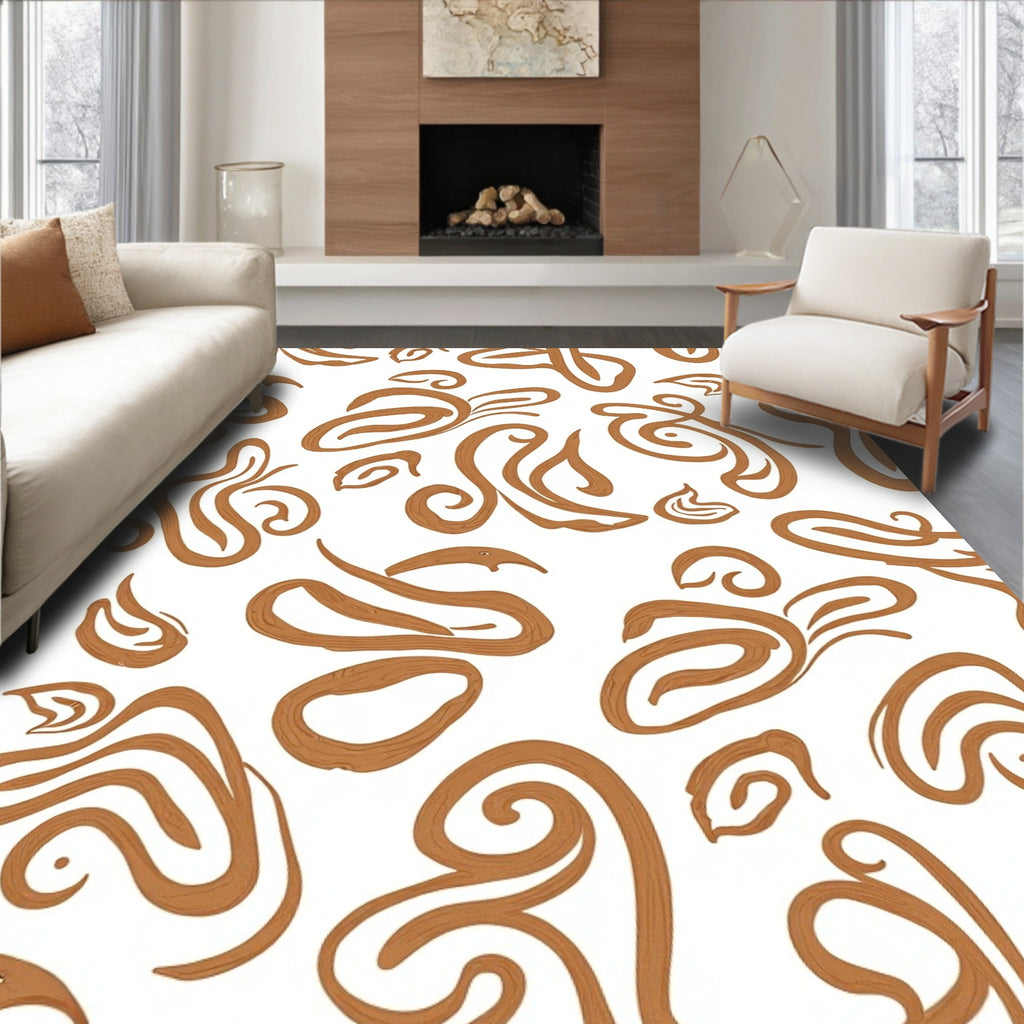 Abstract Swirl Leaf Pattern Design Rug