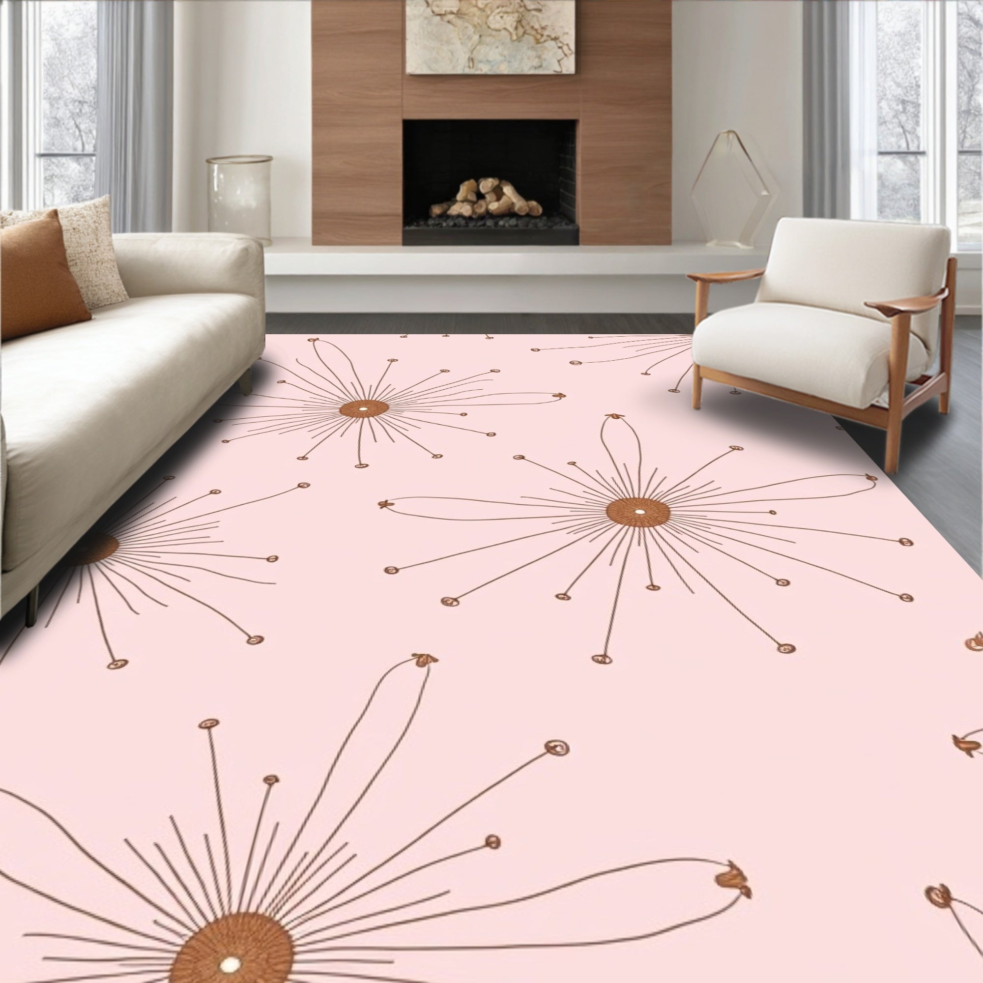 Dandelion Seed Abstract Pattern Rug