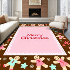 Merry Christmas Gingerbread People Border Rug