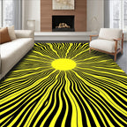 Radiant Yellow Black Swirl Pattern Rug