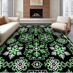 Emerald Black Medallion Floral Harmony Rug