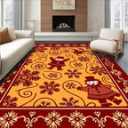Whimsical Snowman Pattern Orange Rug