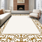 Gilded Gold Floral Scroll Frame Rug