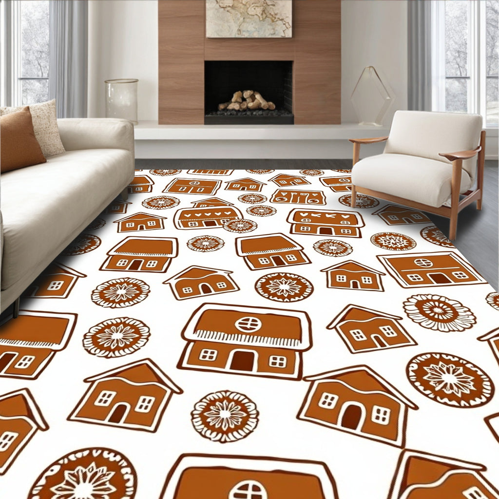 Gingerbread House Star Pattern Design Rug