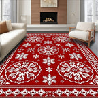 Red Snowflake Frame Pattern Rug
