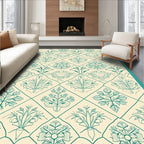 Elegant Teal Floral Lattice Pattern Rug