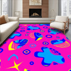 Vibrant abstract shapes and floral motif Rug