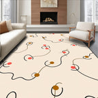 Cream Blush Line Art Dots Rug