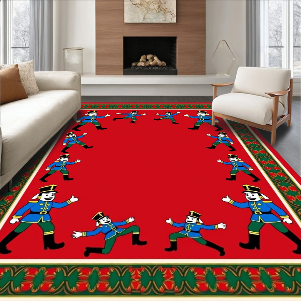 Whimsical Soldiers Red Pattern Rug