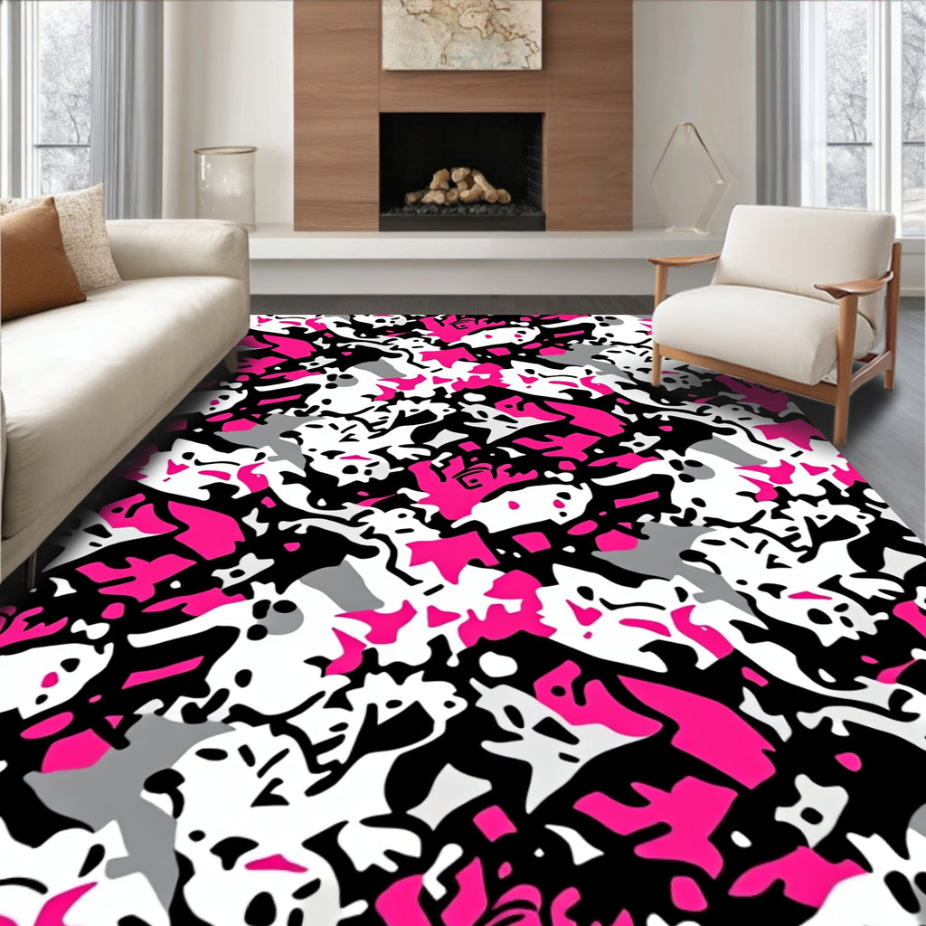 Abstract Graffiti Pink And Black Rug