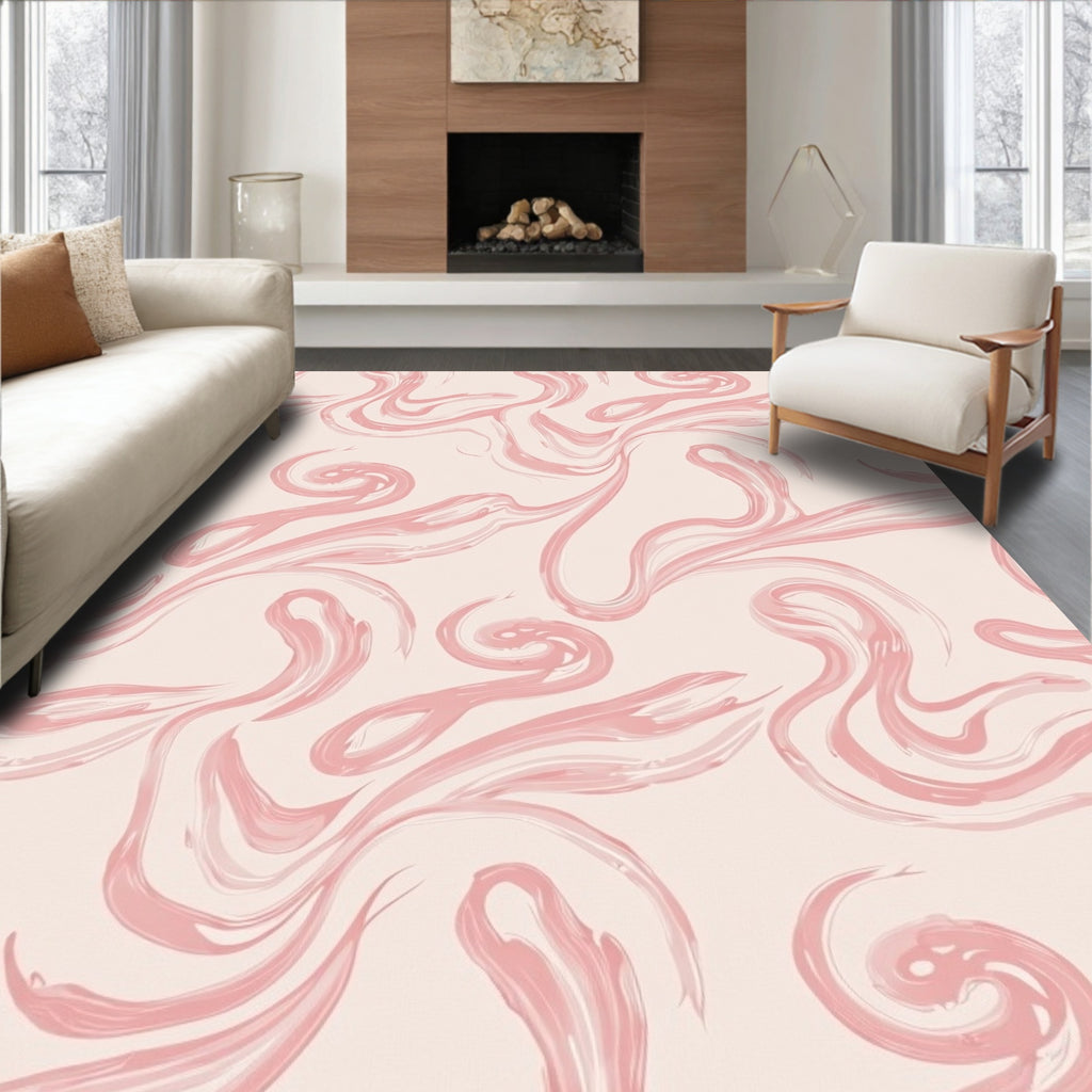 Abstract Pink Swirls Pattern Rug